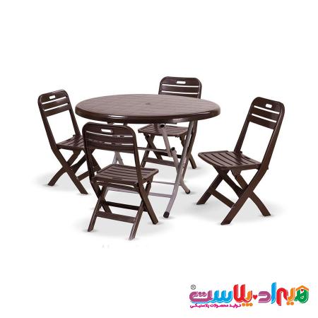 فروش میز ۴ نفره پلاستیکی با پایه فلزی تاشو